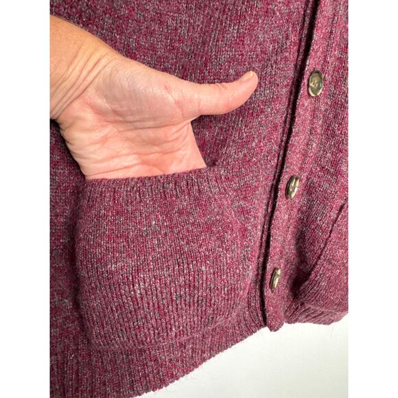 Vintage Jantzen Made USA Burgundy Wool Blend Button Up grandpa Cardigan large - Picture 12 of 16
